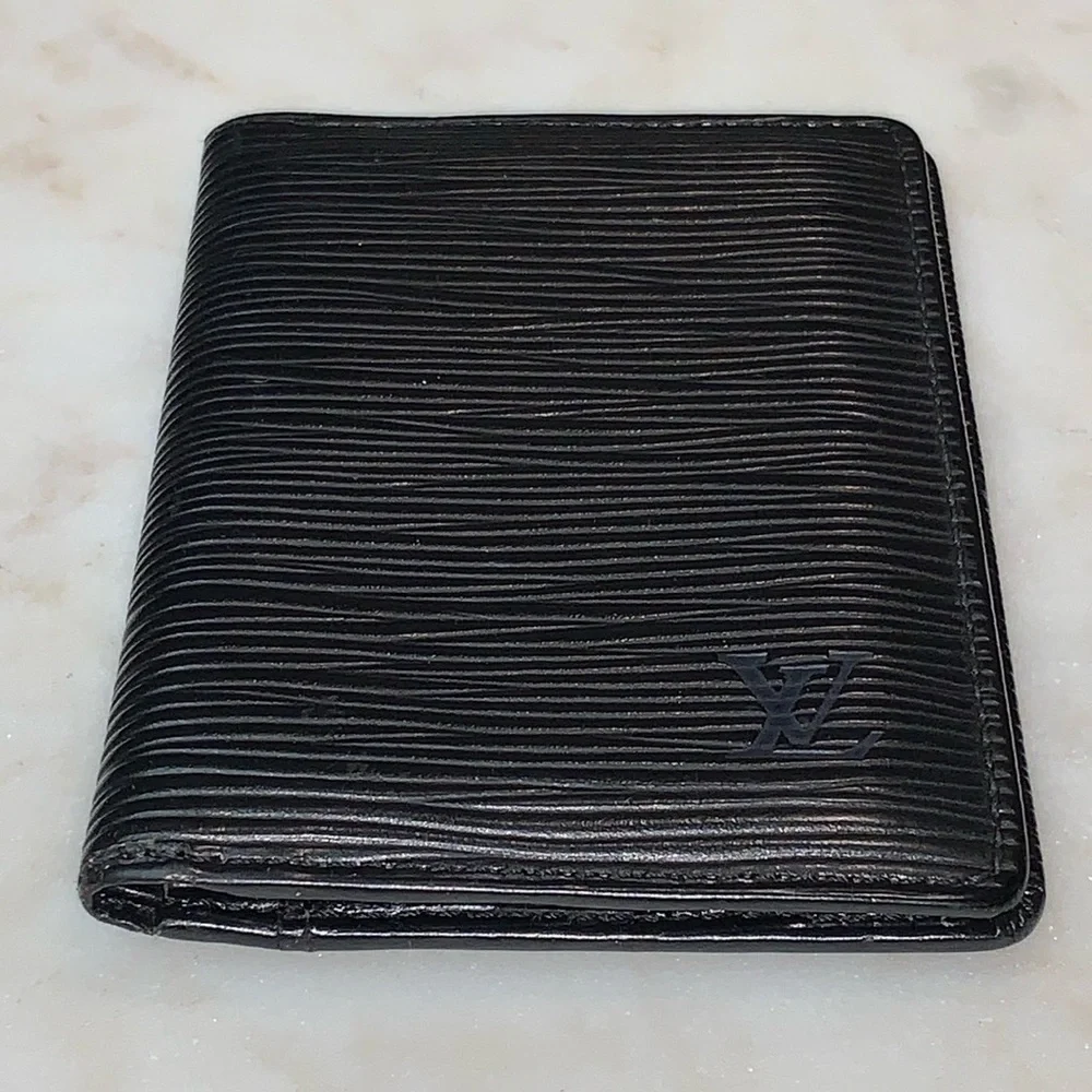 LOUIS VUITTON POCHETTE BLACK EPI LEATHER VINTAGE CARDHOLDER WALLET FRANCE